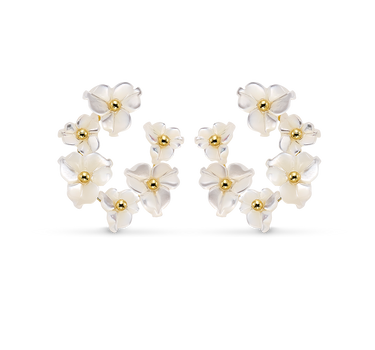 Pendientes Bizet nácar, plata dorada