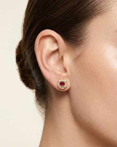 Pendientes Bouquet L rubí y diamantes, oro