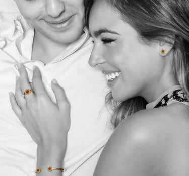 Pendientes Bouquet rubí y diamantes, oro