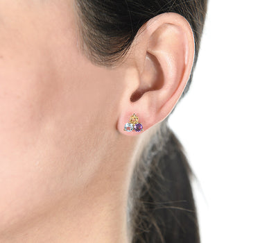 Pendientes Candy Trio topacio, citrino y amatista, oro