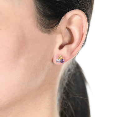 Pendientes Candy Trio topacio, citrino y amatista, oro