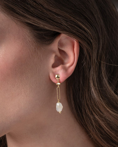 Pendientes Cannes hematite y cuarzo, plata dorada