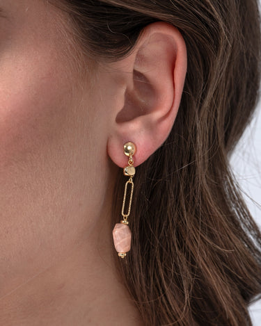 Pendientes Cannes hematite y lunar, plata dorada