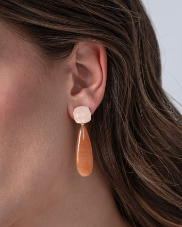 Pendientes Cassis aventurina y cuarzo, plata dorada