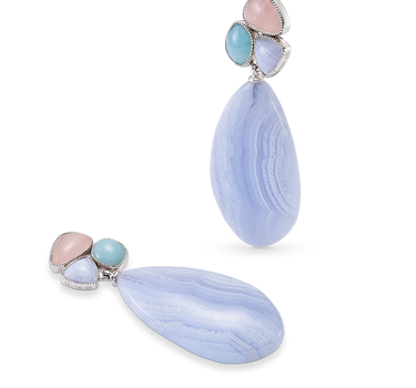 Pendientes Dafne calcedonia, plata