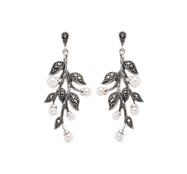 Pendientes Diana marcasitas, plata