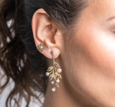 Pendientes Diana marcasitas, plata dorada