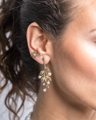 Pendientes Diana marcasitas, plata dorada