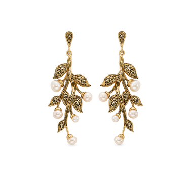 Pendientes Diana marcasitas, plata dorada