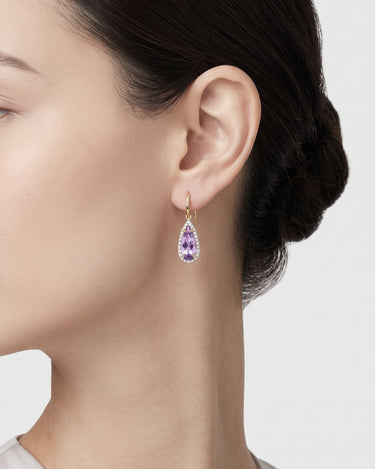 Pendientes Drop amatista, plata dorada