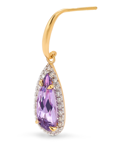 Pendientes Drop amatista, plata dorada