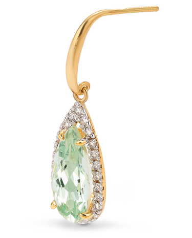 Pendientes Drop cuarzo verde, plata dorada