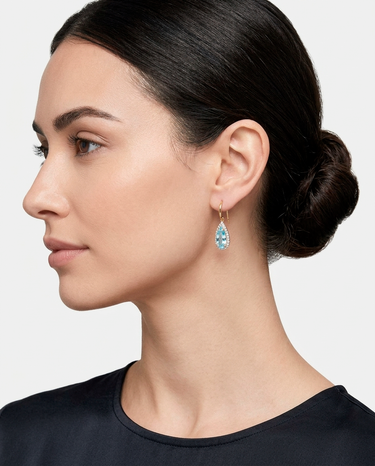 Pendientes Drop topacio azul, plata dorada