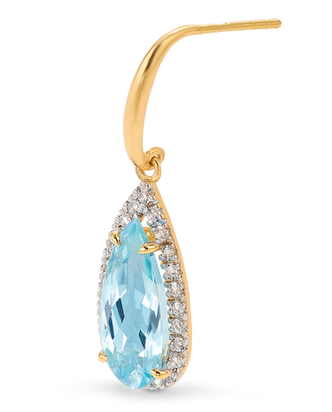Pendientes Drop topacio azul, plata dorada