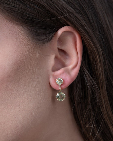 Pendientes Duet cuarzo limón, plata dorada