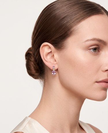 Pendientes Elipt amatistas y peridoto, plata dorada
