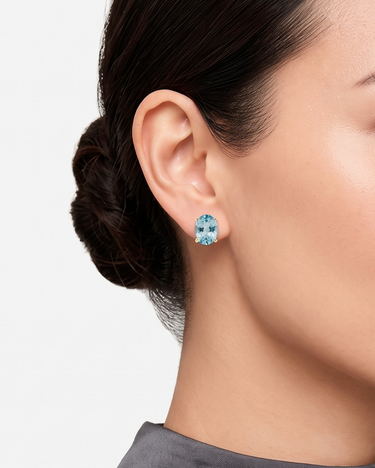 Pendientes Elipt topacio azul, plata dorada