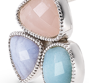 Pendientes Flora calcedonia, amazonita, cuarzo rosa, plata