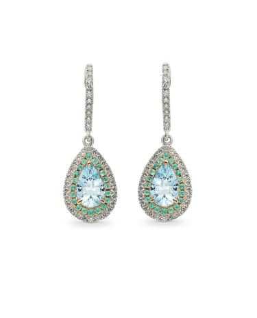 Pendientes Gerais aguamarinas, turmalinas y diamantes, oro blanco