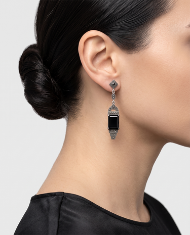 Pendientes Gorkly Ónix, plata