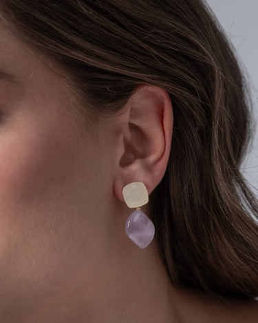 Pendientes Grasse amatista y jade, plata dorada