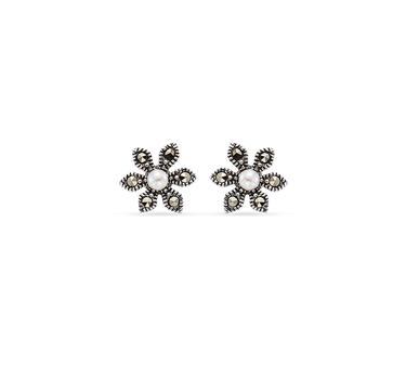 Pendientes Handel marcasitas, plata