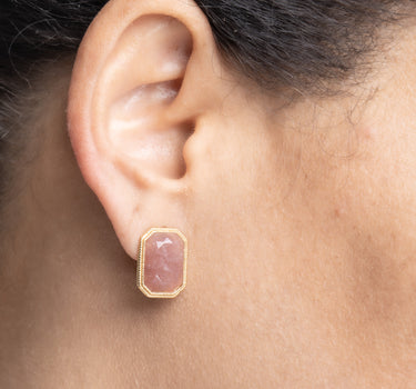 Pendientes Hill cuarzo rojo, plata dorada