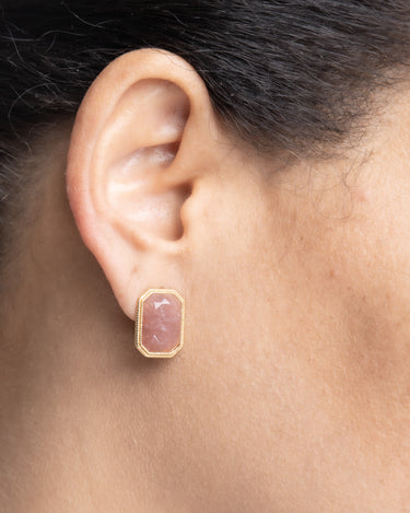 Pendientes Hill cuarzo rojo, plata dorada