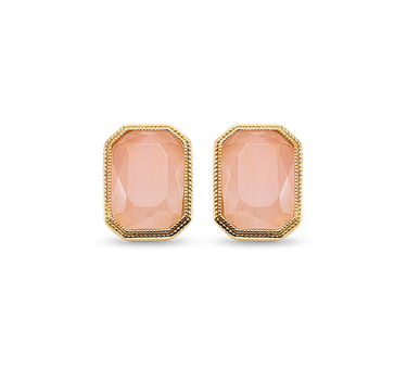 Pendientes Hill cuarzo rosa, plata dorada