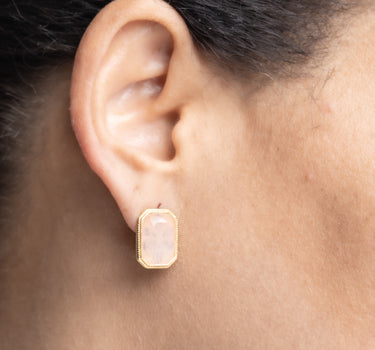 Pendientes Hill cuarzo rosa, plata dorada