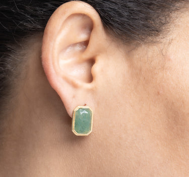 Pendientes Hill cuarzo verde, plata dorada