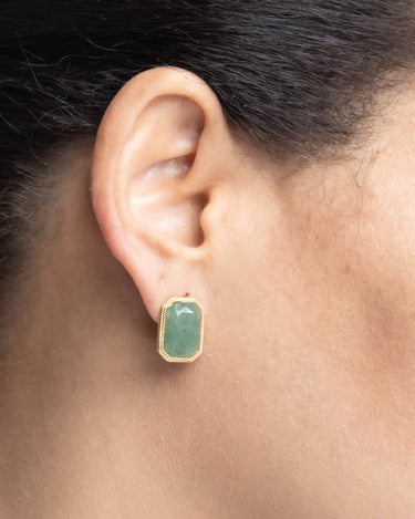 Pendientes Hill cuarzo verde, plata dorada