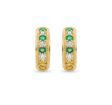 Pendientes Kriul diamantes y esmeraldas, oro