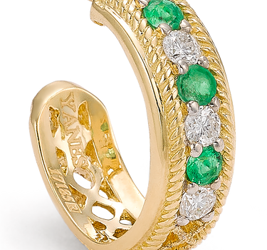 Pendientes Kriul diamantes y esmeraldas, oro