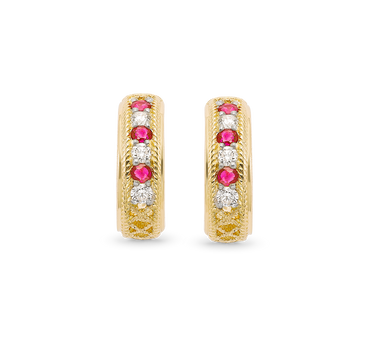 Pendientes Kriul diamantes y rubíes, oro