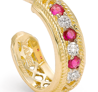 Pendientes Kriul diamantes y rubíes, oro