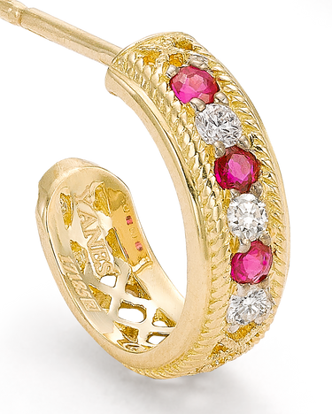 Pendientes Kriul diamantes y rubíes, oro