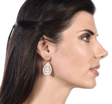 Pendientes Lágrima nácar y diamantes, oro