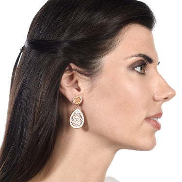 Pendientes Lágrima nácar y diamantes, oro