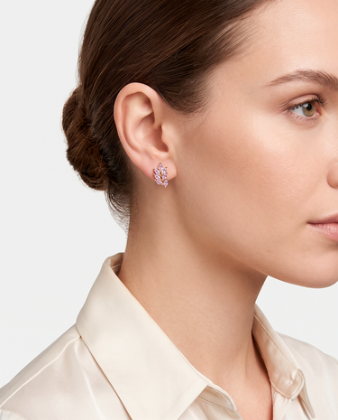 Pendientes Leaf amatista, plata dorada
