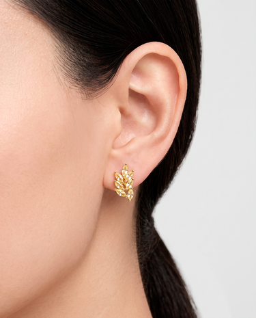 Pendientes Leaf cuarzo limón, plata dorada