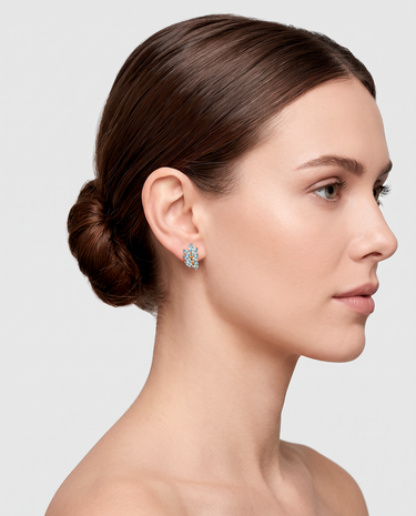 Pendientes Leaf topacio azul, plata dorada