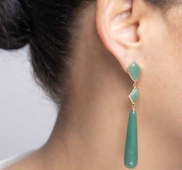 Pendientes Lim aventurina, plata dorada