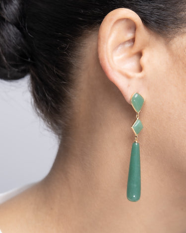 Pendientes Lim aventurina, plata dorada