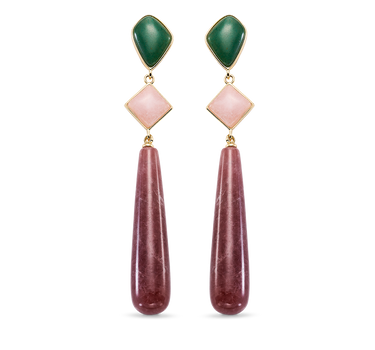 Pendientes Lim cuarzos, plata dorada