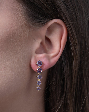 Pendientes Line amatista, plata dorada