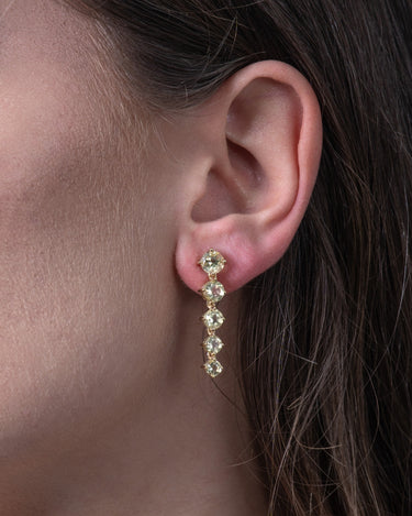 Pendientes Line cuarzo limón, plata dorada
