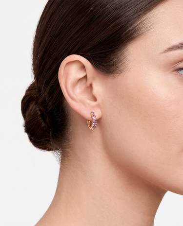 Pendientes Linen amatista, plata dorada