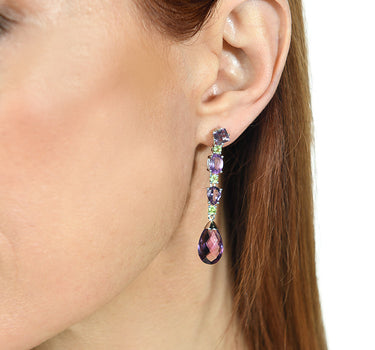 Pendientes Magic Candy amatistas y peridotos, oro blanco