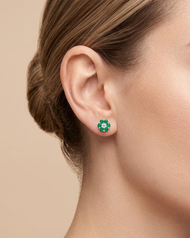 Pendientes Margaux esmeralda y diamante, oro blanco
